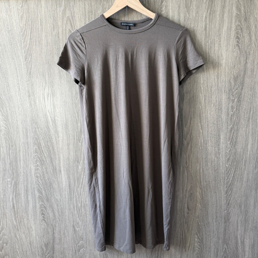 Eileen Fisher T-Shirt Dress Womens XS Taupe‎ Minimalist Sustainable Relaxed
